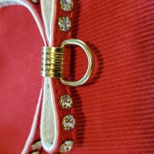 Dog collar red with rhyanstones size 14